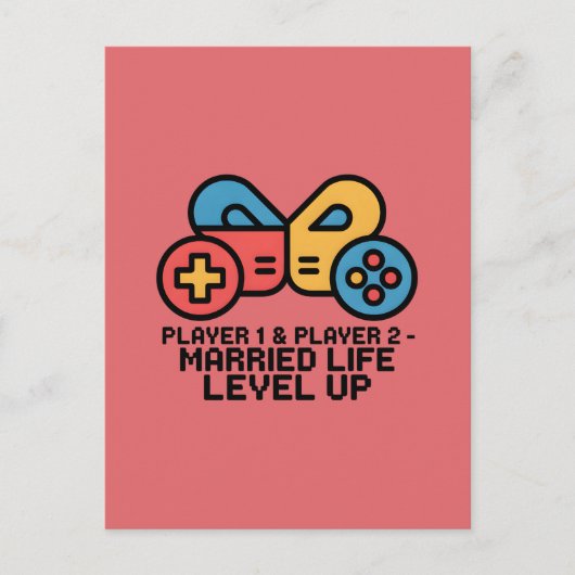 Player 1 & 2 Married Gamer ポストカード (正面)