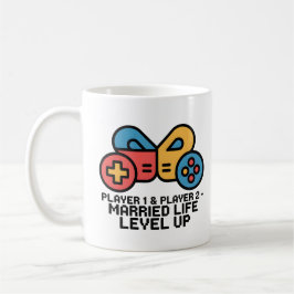 Player 1 & 2 Married Gamer Level Up Art コーヒーマグカップ