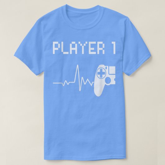 Player 1 Heart Beat Video Game Couple Matching Gam Tシャツ (デザイン正面)