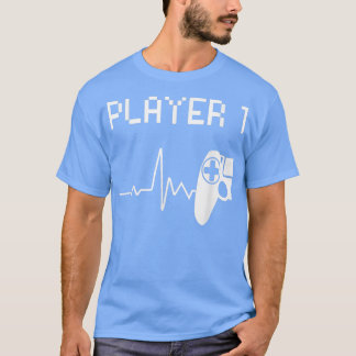 Player 1 Heart Beat Video Game Couple Matching Gam Tシャツ