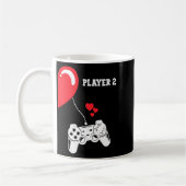 Player 2 Valentines Day Gaming Matching Couple Gam コーヒーマグカップ (左)