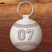 Player Number 07 -カッコいい Baseball Stitches キーホルダー (正面)