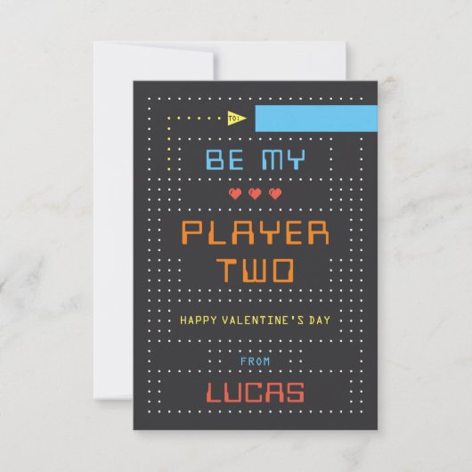 "Player Two" Gamer Classroom Valentine's Day Card 招待状 (正面)