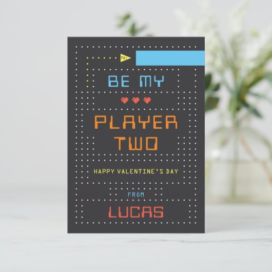 "Player Two" Gamer Classroom Valentine's Day Card 招待状 (スタンド正面)
