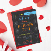 "Player Two" Gamer Classroom Valentine's Day Card 招待状