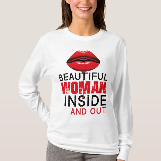 Playera básica de mangas largas Beautiful Woman Tシャツ (正面)