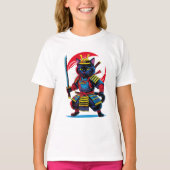 Playera básica de niñas Gato Samurái Tシャツ (正面)