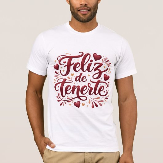 Playera Básica “Feliz de Tenerte” | Regalo Especia Tシャツ (正面)