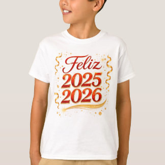 Playera Básica para Niño con Diseño “Feliz 2025-20 Tシャツ
