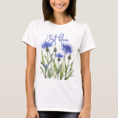 playera con flores azules, diseño floral azul tシャツ (正面)