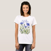 playera con flores azules, diseño floral azul tシャツ (正面フル)
