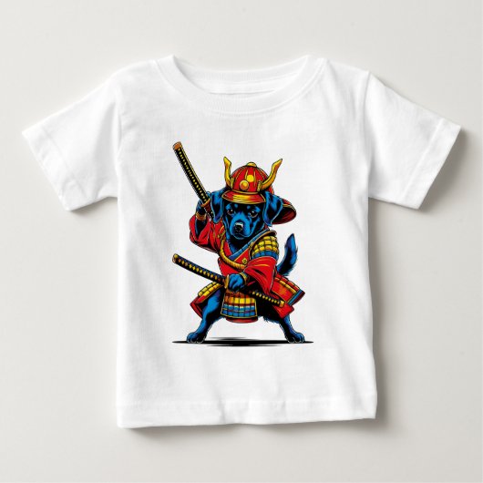 Playera con punto de jersey Perrito Samurái ベビーTシャツ (正面)