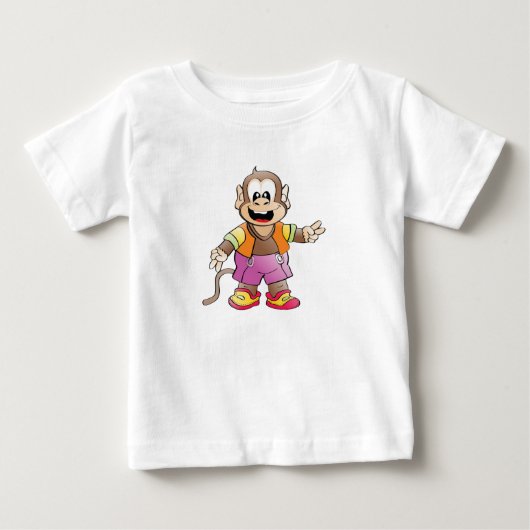 Playera De Bebé Monito divertido alegre ベビーTシャツ (正面)