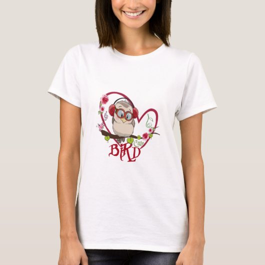 Playera de pájaro con rosas tシャツ (正面)
