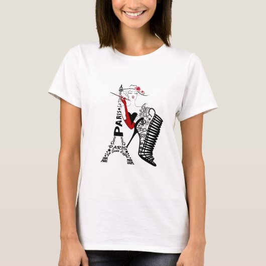 Playera de parís chic con mujer tシャツ (正面)