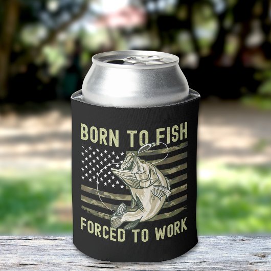 Playera Funny Fishing Born to Fish Forced to Work 缶クーラー