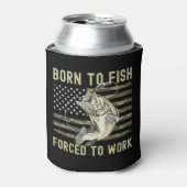 Playera Funny Fishing Born to Fish Forced to Work 缶クーラー (缶正面)