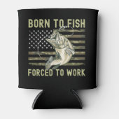 Playera Funny Fishing Born to Fish Forced to Work 缶クーラー (正面)