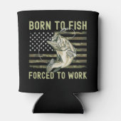 Playera Funny Fishing Born to Fish Forced to Work 缶クーラー (裏面)
