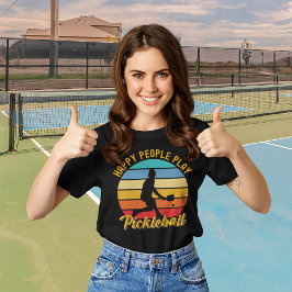 Playera Happy People Play Pickleball funny pickleb Tシャツ