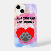 Playera keep calm and love animals phrase iPhoneケース (裏面)