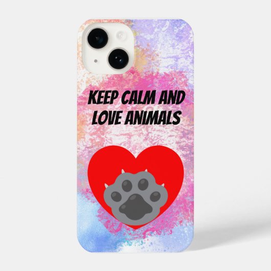 Playera keep calm and love animals phrase iPhoneケース (裏面)