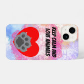 Playera keep calm and love animals phrase iPhoneケース (裏面横)