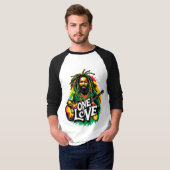 Playera manga 3/4 One Love el Rey del Reggae Tシャツ (正面フル)