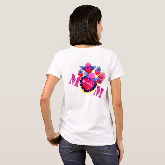 Playera "MOM Corazón Mexicano" – Editable nombre Tシャツ (裏面フル)