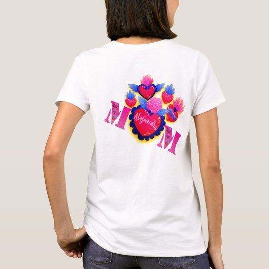 Playera "MOM Corazón Mexicano" – Editable nombre Tシャツ (裏面)