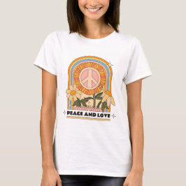 Playera mujer. Ilustración retro hippie. Tシャツ