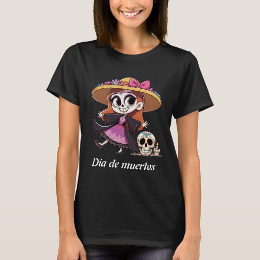 Playera negra mujer catrina tシャツ (正面)