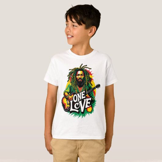 Playera  One Love el Rey del Reggae Tシャツ (正面フル)