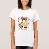 Playera pareja de abejas con flores tシャツ (正面)