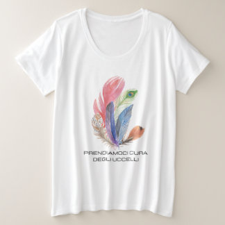 Playera plumas de aves  プラスサイズTシャツ