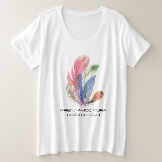 Playera plumas de aves  プラスサイズTシャツ (デザイン正面)