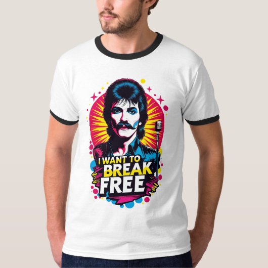 Playera ringer I Want to Break Free Tシャツ (正面)