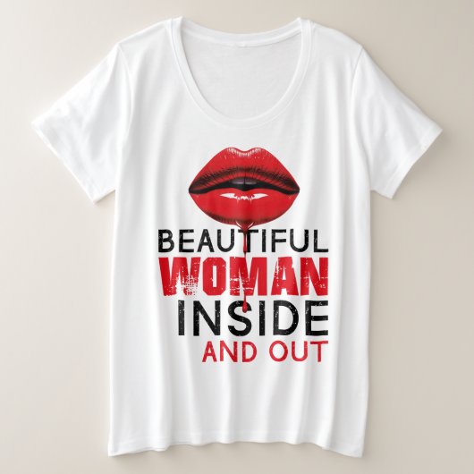 Playera Tallas extra Beautiful Woman プラスサイズTシャツ (デザイン正面)