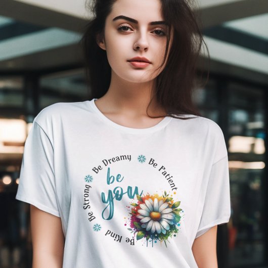 Playera Watercolor Flower Design and Motivacional Tシャツ
