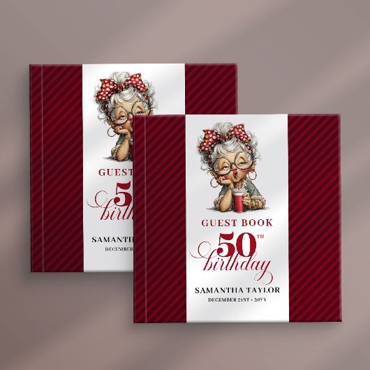 Playful 50th birthday woman guest book keepsake ゲストブック