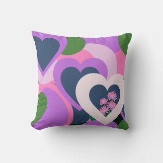 Playful Abstract Heart Throw Pillow クッション