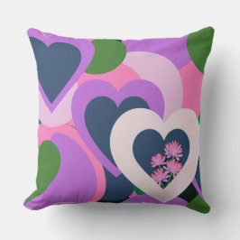 Playful Abstract Heart Throw Pillow クッション