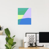 Playful Abstract Pastel Color Block Lavender Green ポスター (ホームオフィス)