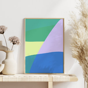 Playful Abstract Pastel Color Block Lavender Green ポスター