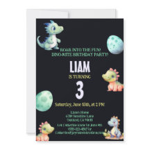 Playful and cute dinosaur Kids Birthday Invitation