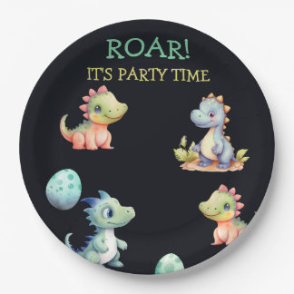 Playful and cute dinosaur Personalized ペーパープレート