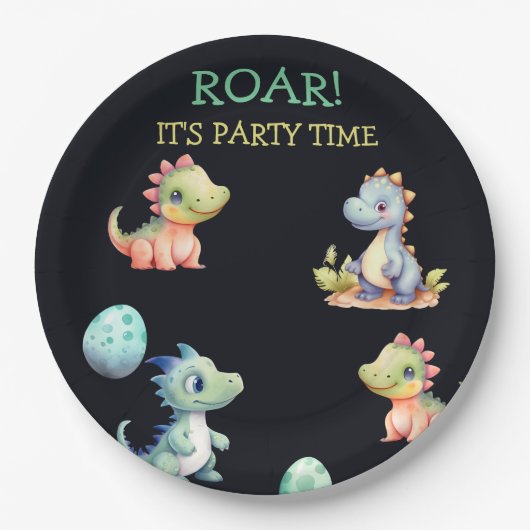 Playful and cute dinosaur Personalized ペーパープレート (正面)