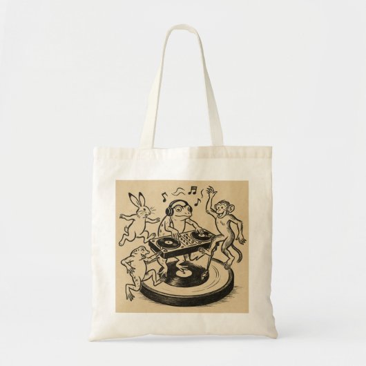 Playful Animals in Traditional Japanese Scroll-Sty トートバッグ (正面)