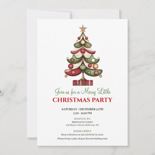 Playful artistic Christmas tree event invitation 招待状 (正面)