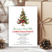 Playful artistic Christmas tree holiday party  招待状